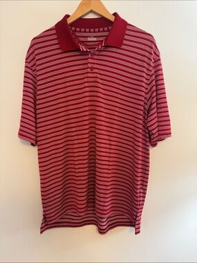 ✅ UNDER ARMOUR x THUNDERHAWK Short Sleeve Athletic Striped Golf Polo Golfer Tee